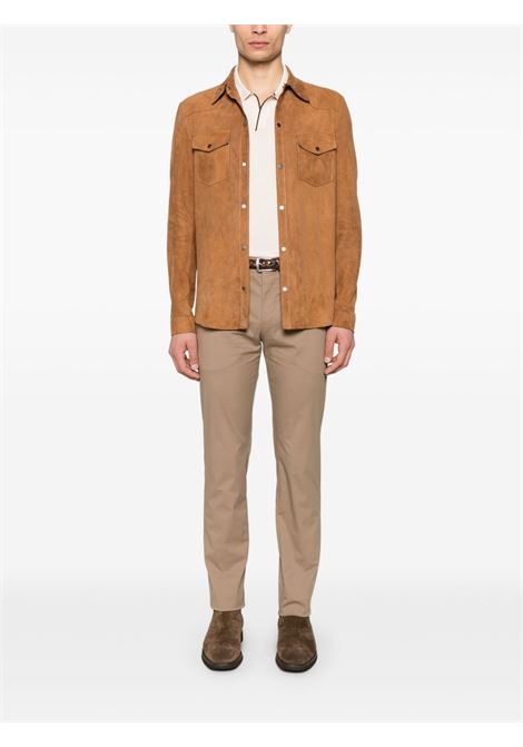Camicia in pelle scamosciata in marrone caramello Salvatore Santoro - uomo SALVATORE SANTORO | 48571UCRML